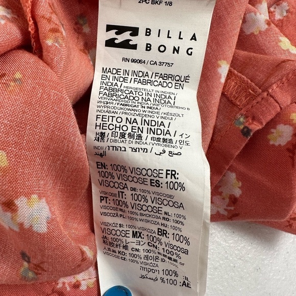 NWT Billabong Fell For You Floral Midi MilkMaid Sweetheart Dress Terracotta - Picture 13 of 15